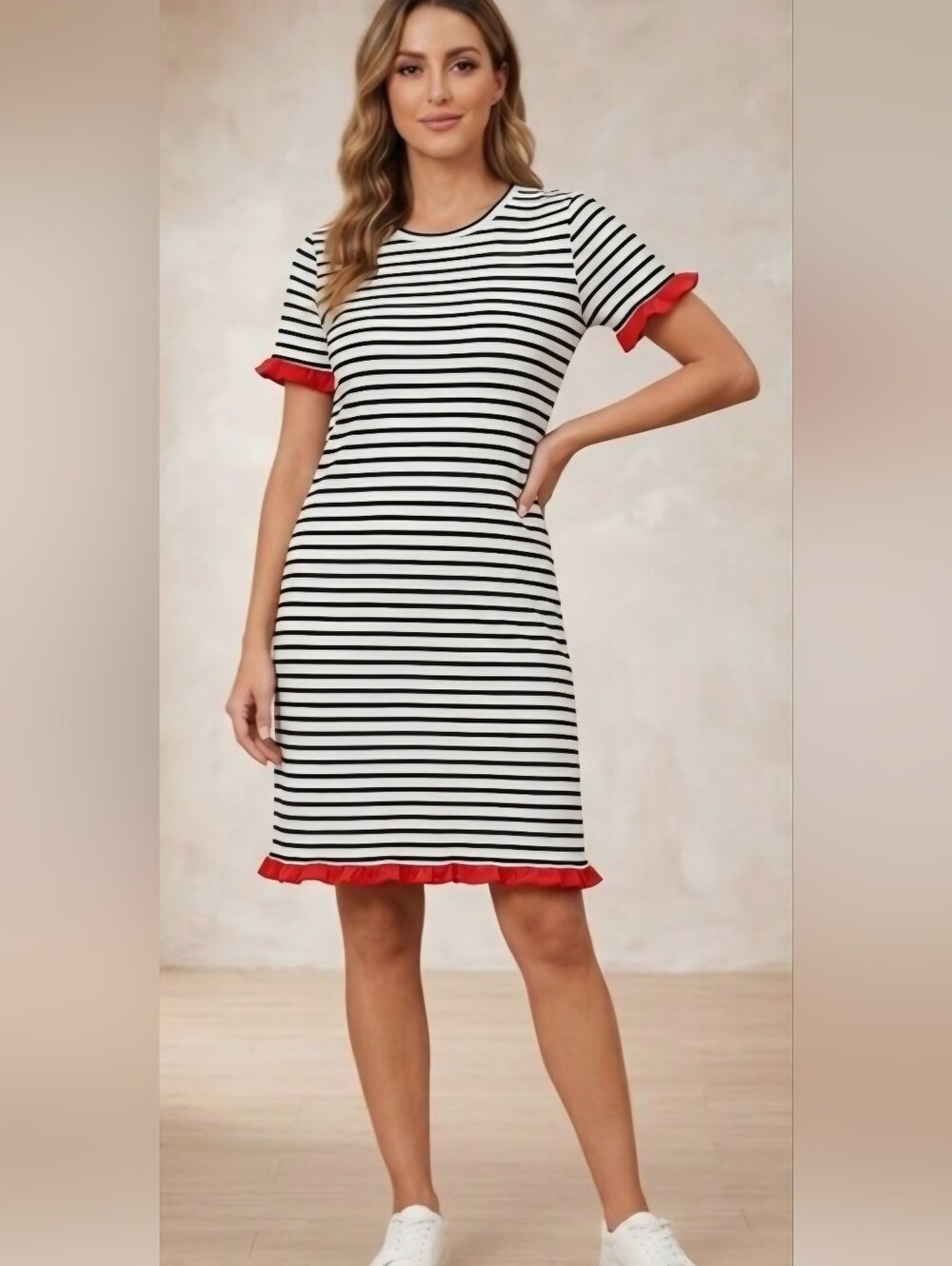 Boden Emily Striped Ruffle Cotton Midi Dress Size 8R